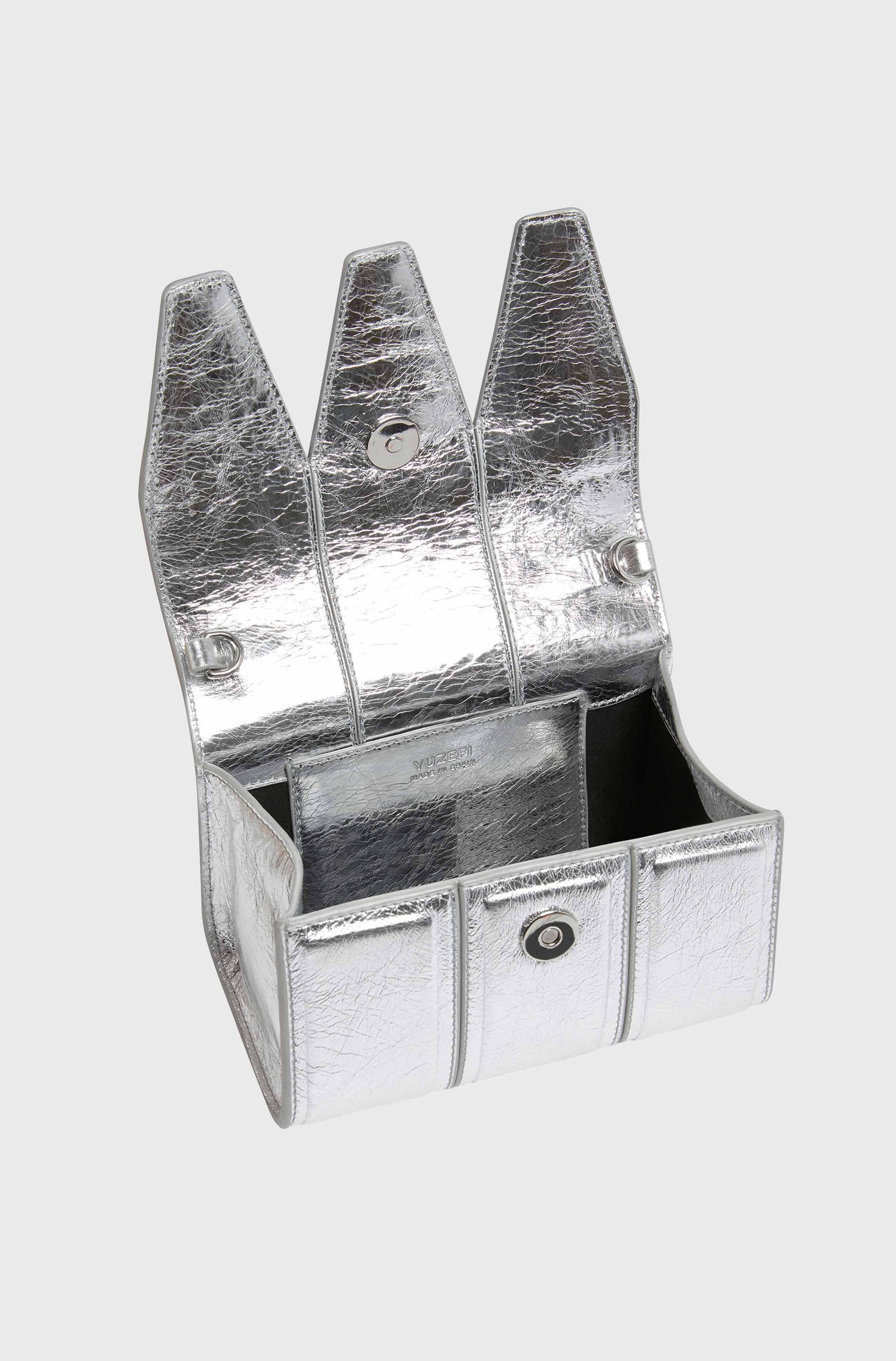 THREE - CRACKLED LEATHER SILVER
