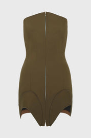 CORSET DRESS WITH INSERTS - OLIVE
