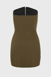CORSET DRESS WITH INSERTS - OLIVE