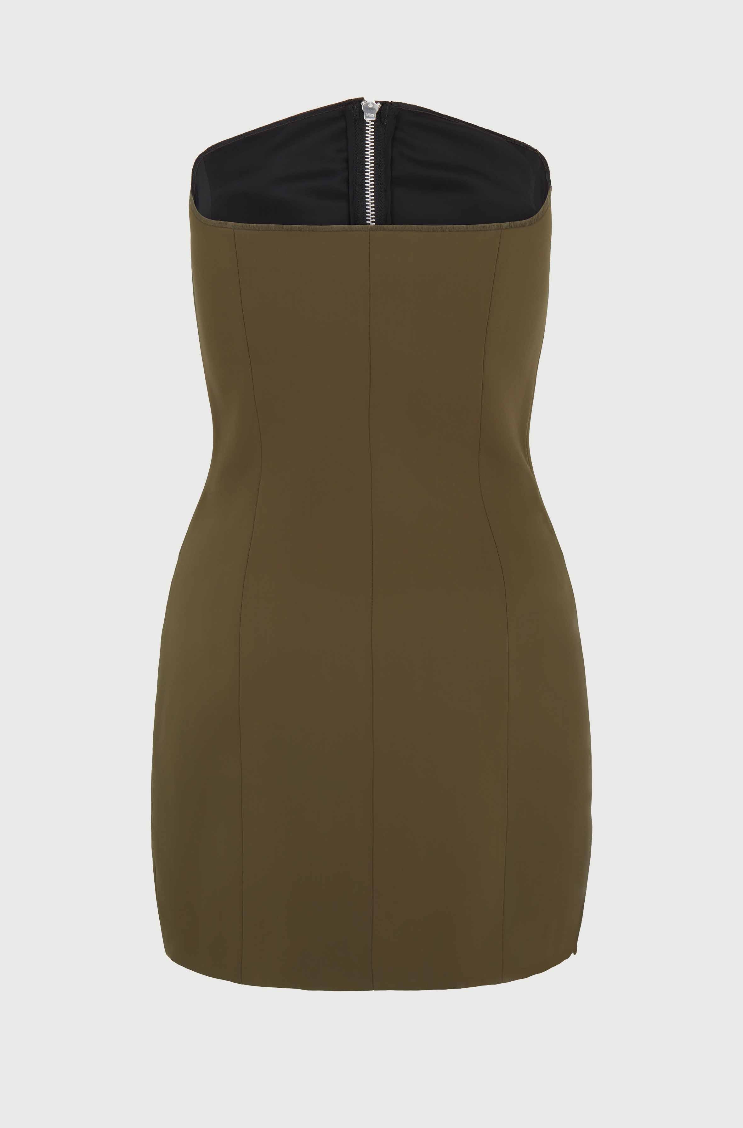CORSET DRESS WITH INSERTS - OLIVE