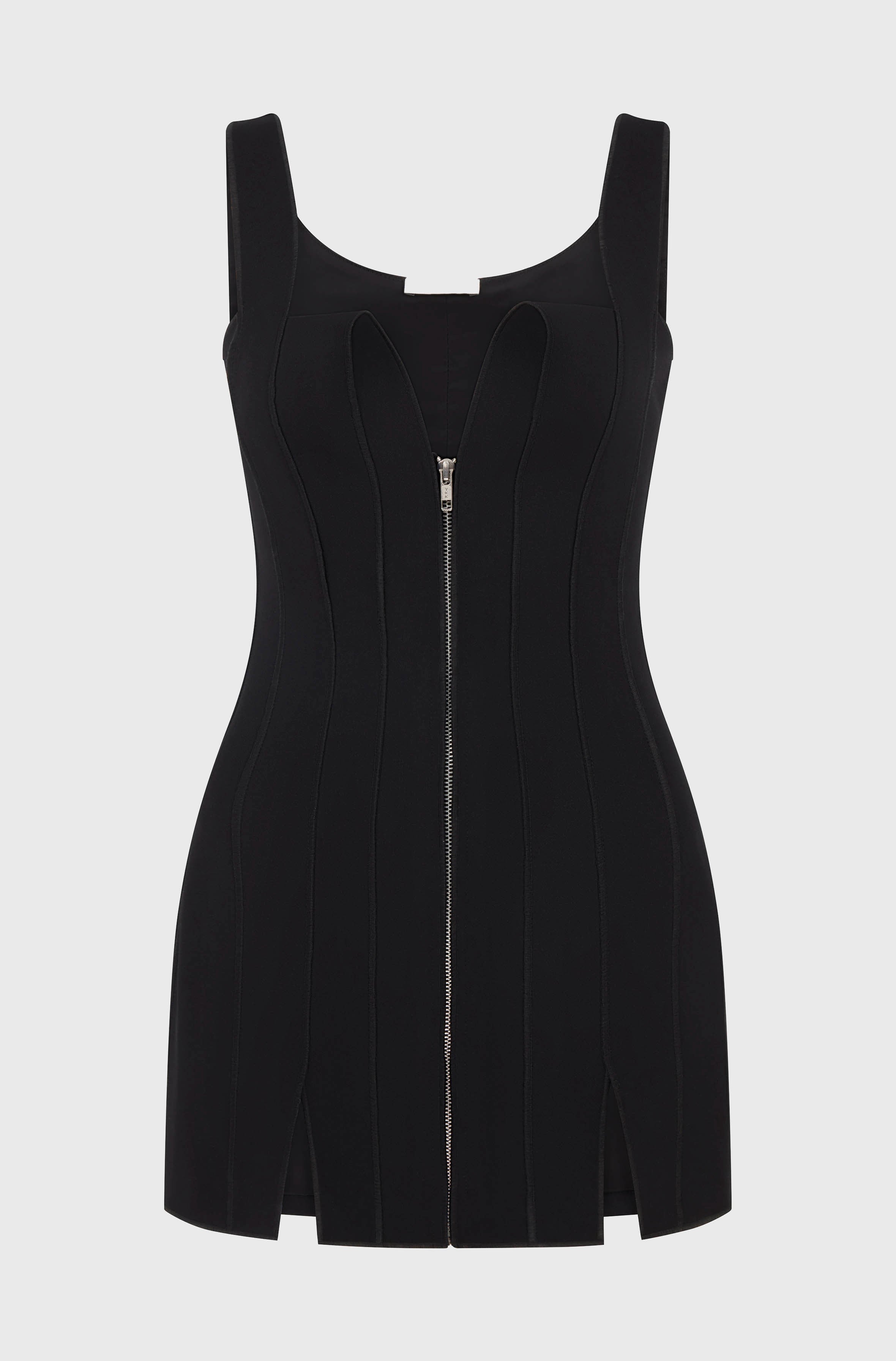 PANELLED TANK DRESS- BLACK