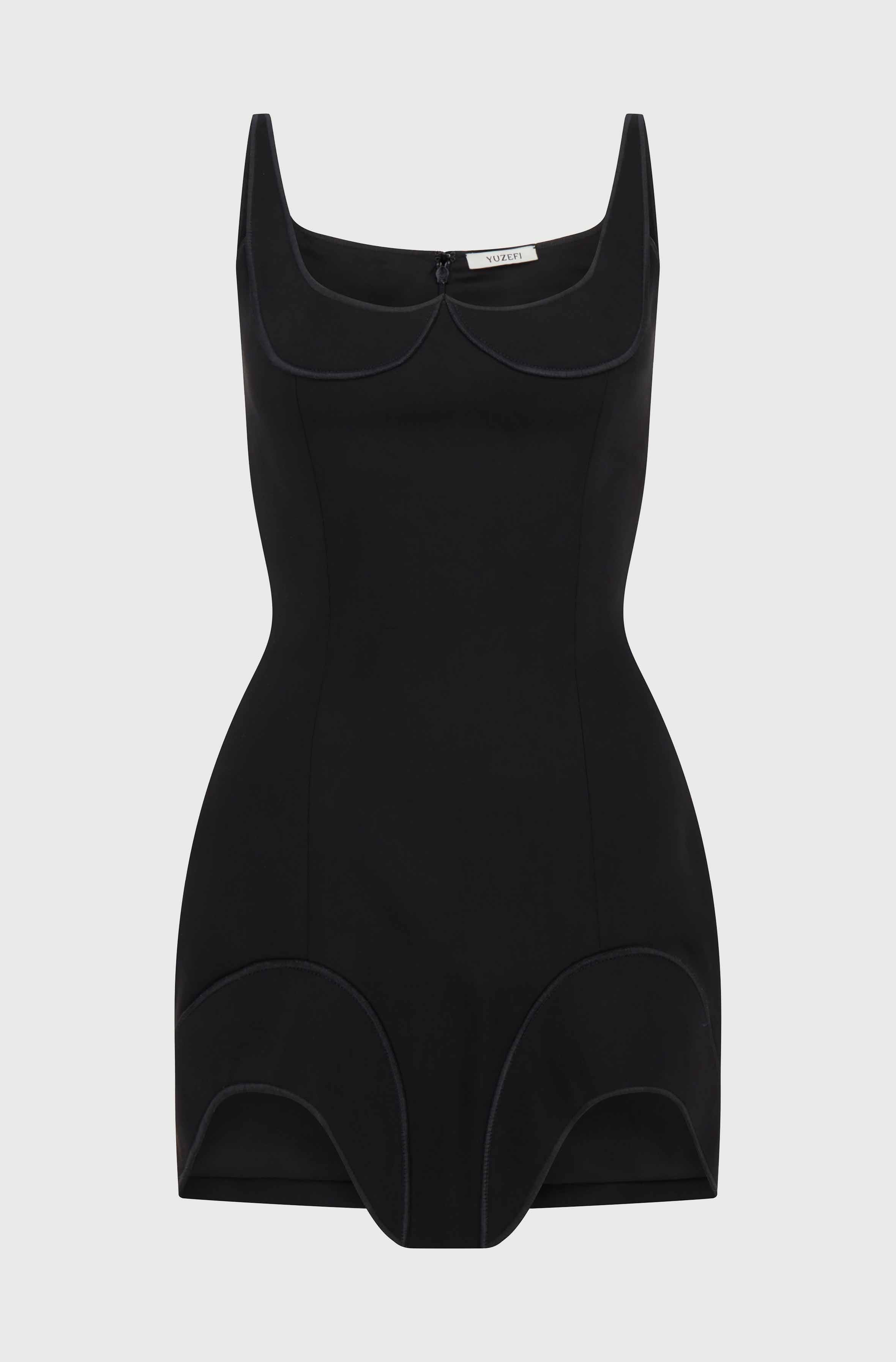 BUSTIER TANK DRESS - BLACK