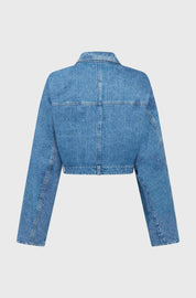 CROPPED DENIM JACKET - MID WASH