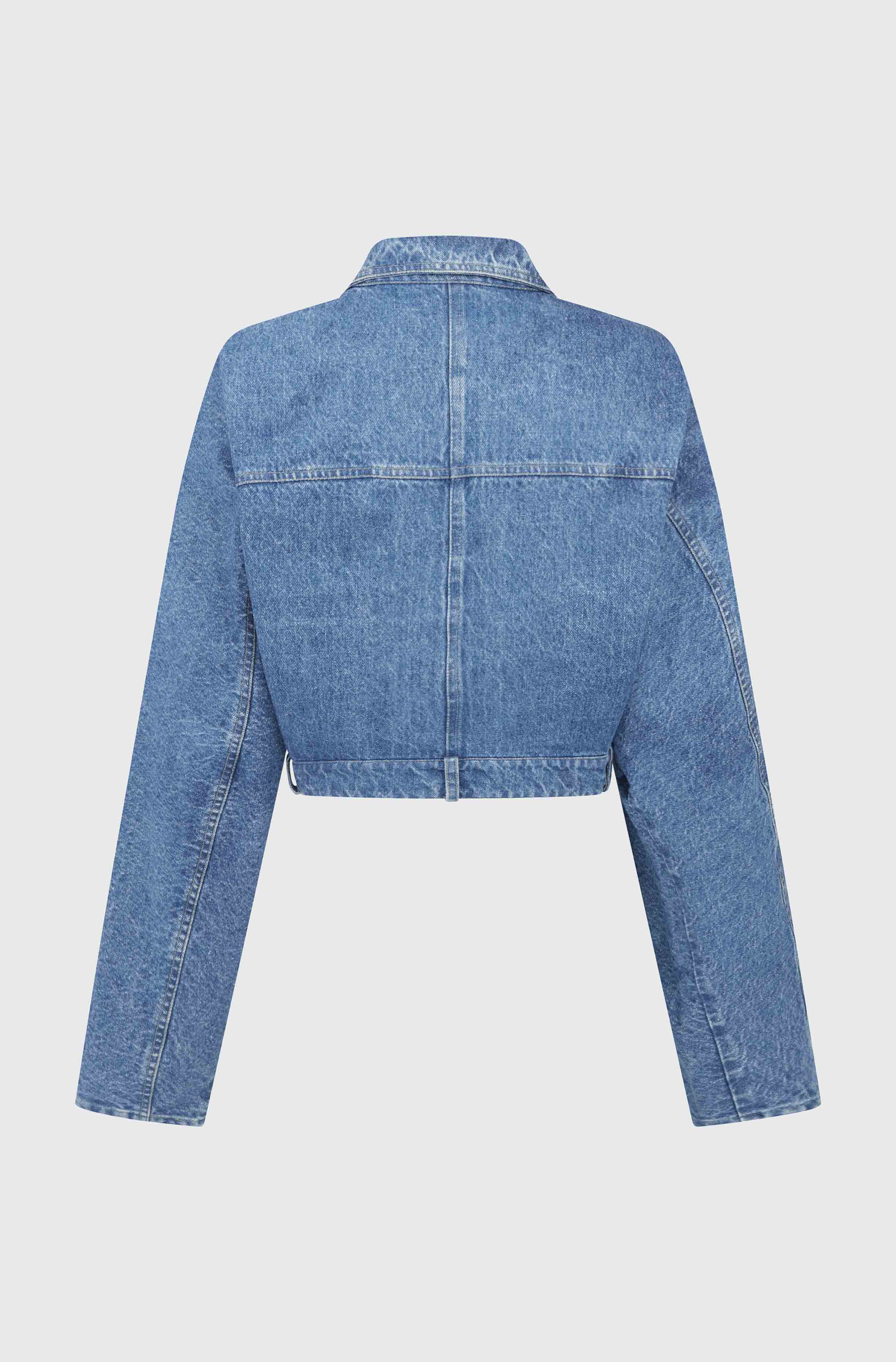 CROPPED DENIM JACKET - MID WASH