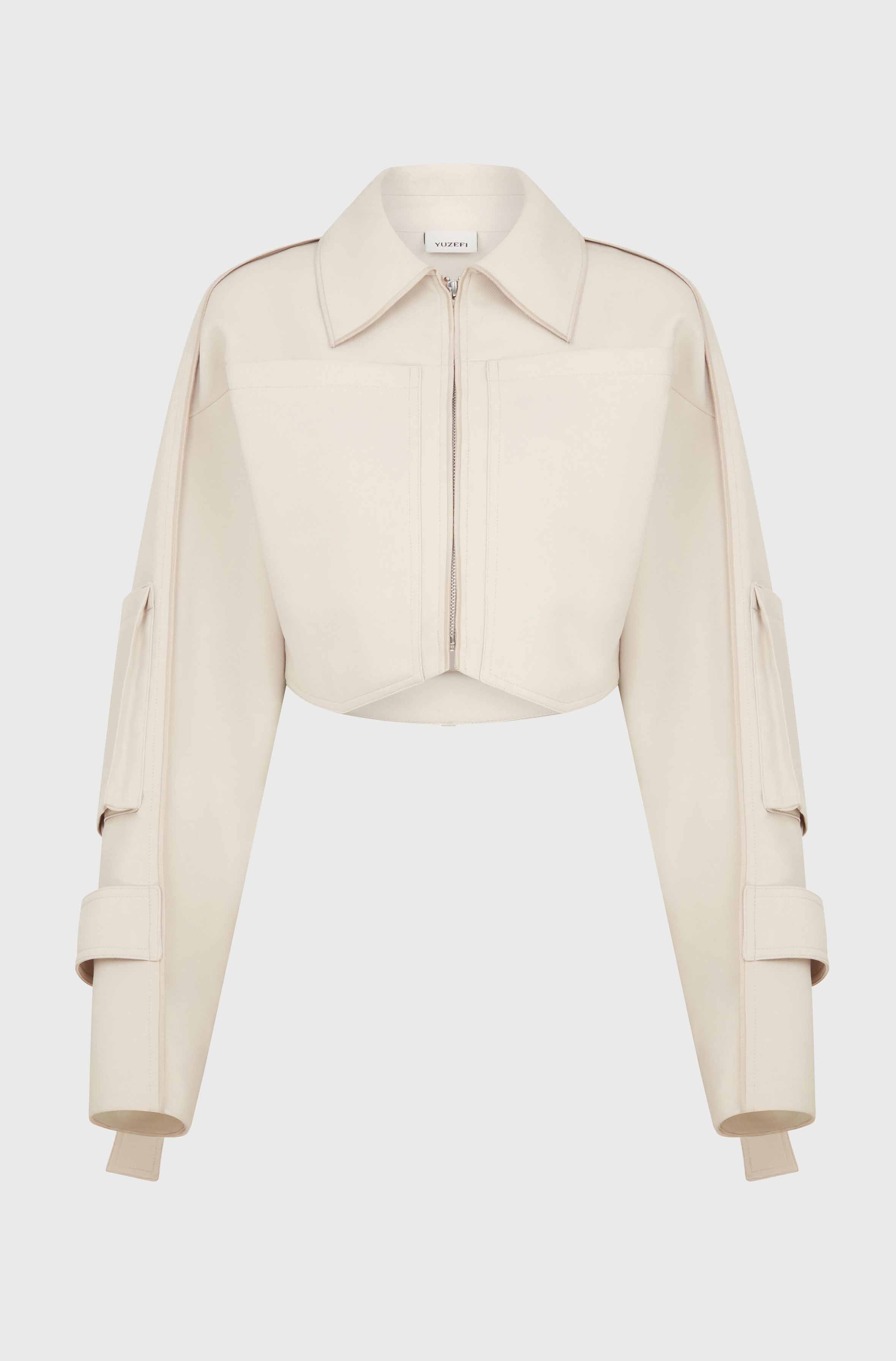 CROPPED JACKET WITH POCKET - OAT