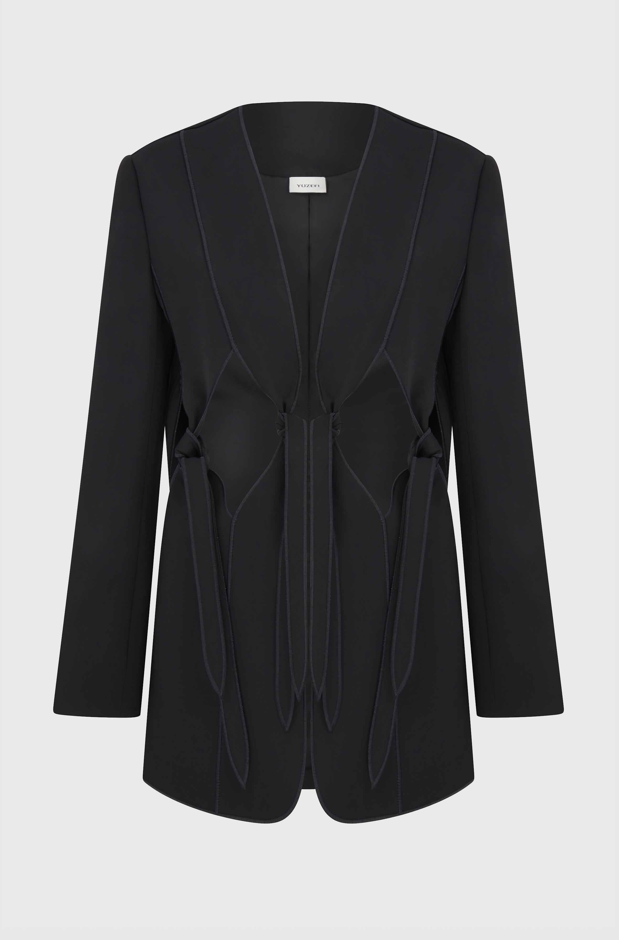 KNOTS CUTOUT JACKET - BLACK