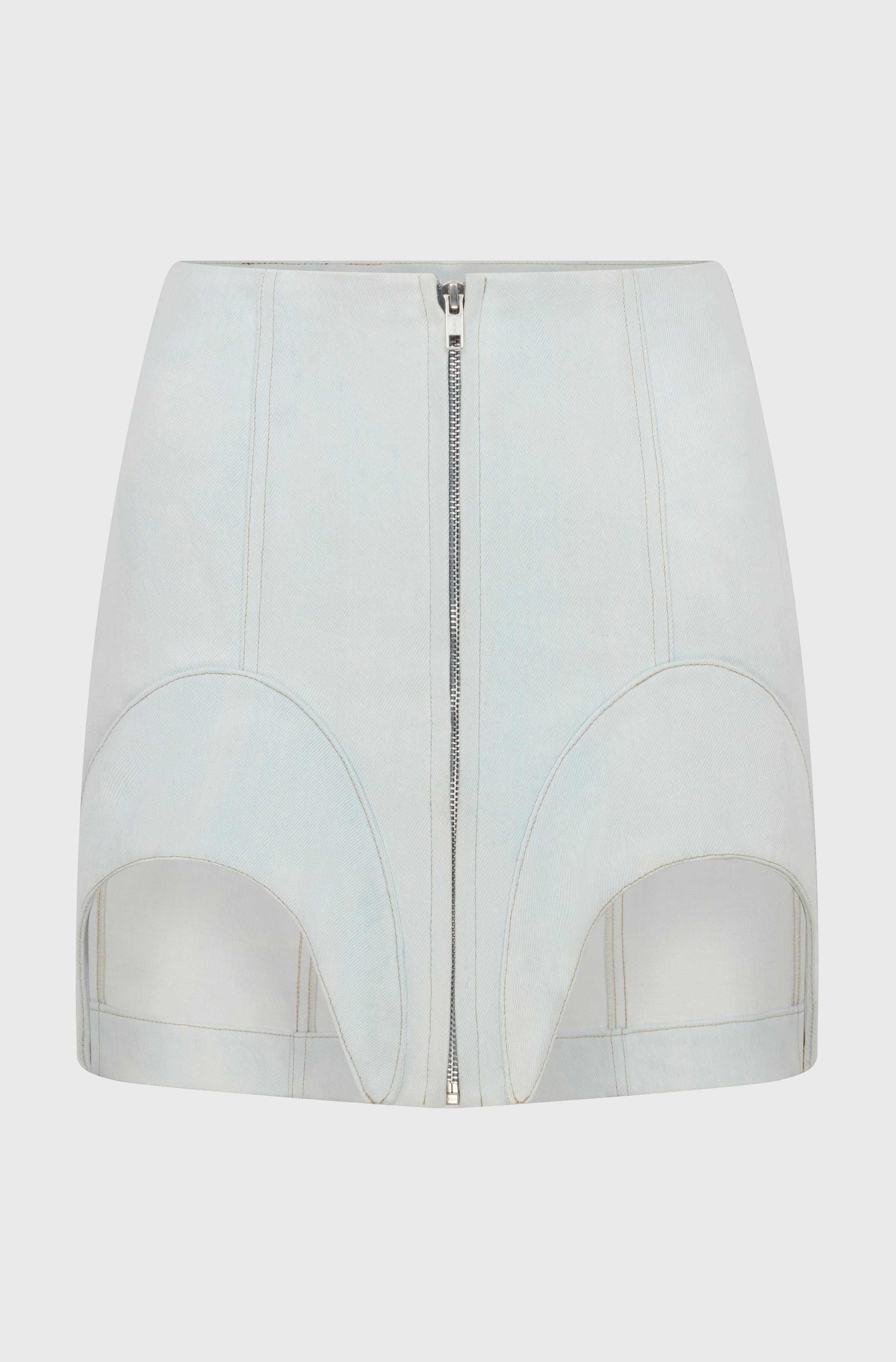 DENIM MINI SKIRT WITH INSERTS - LIGHT WASH