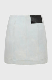 DENIM MINI SKIRT WITH INSERTS - LIGHT WASH