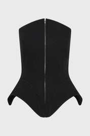 CORSET TOP WITH INSERTS - BLACK