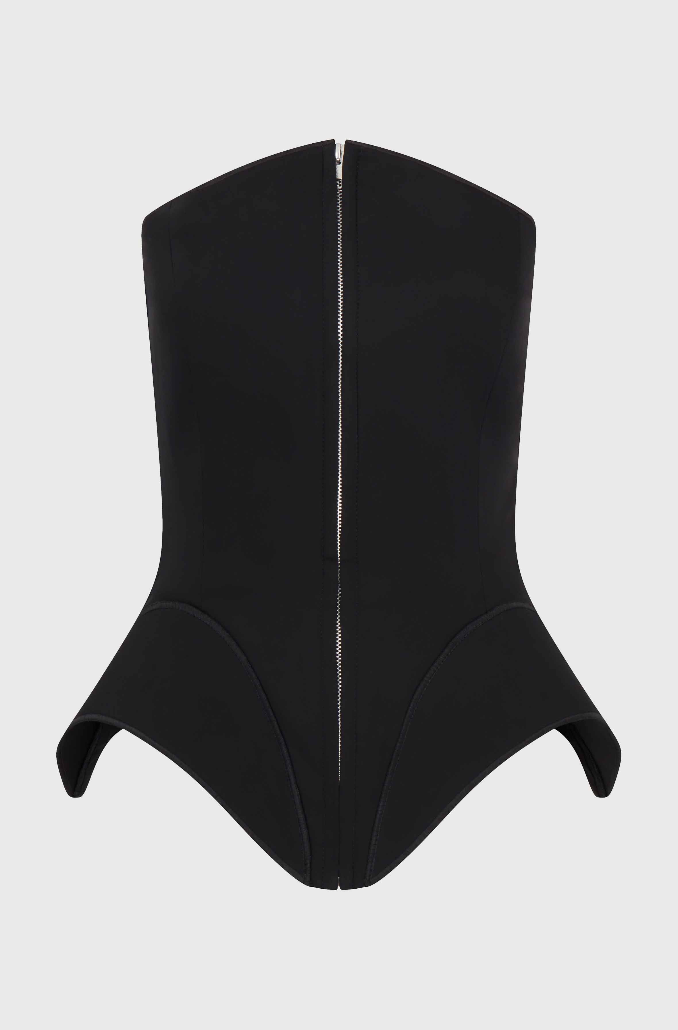 CORSET TOP WITH INSERTS - BLACK