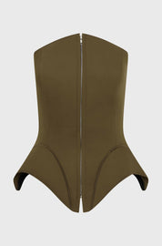 CORSET TOP WITH INSERTS - OLIVE