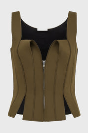 PANELLED TANK TOP - OLIVE