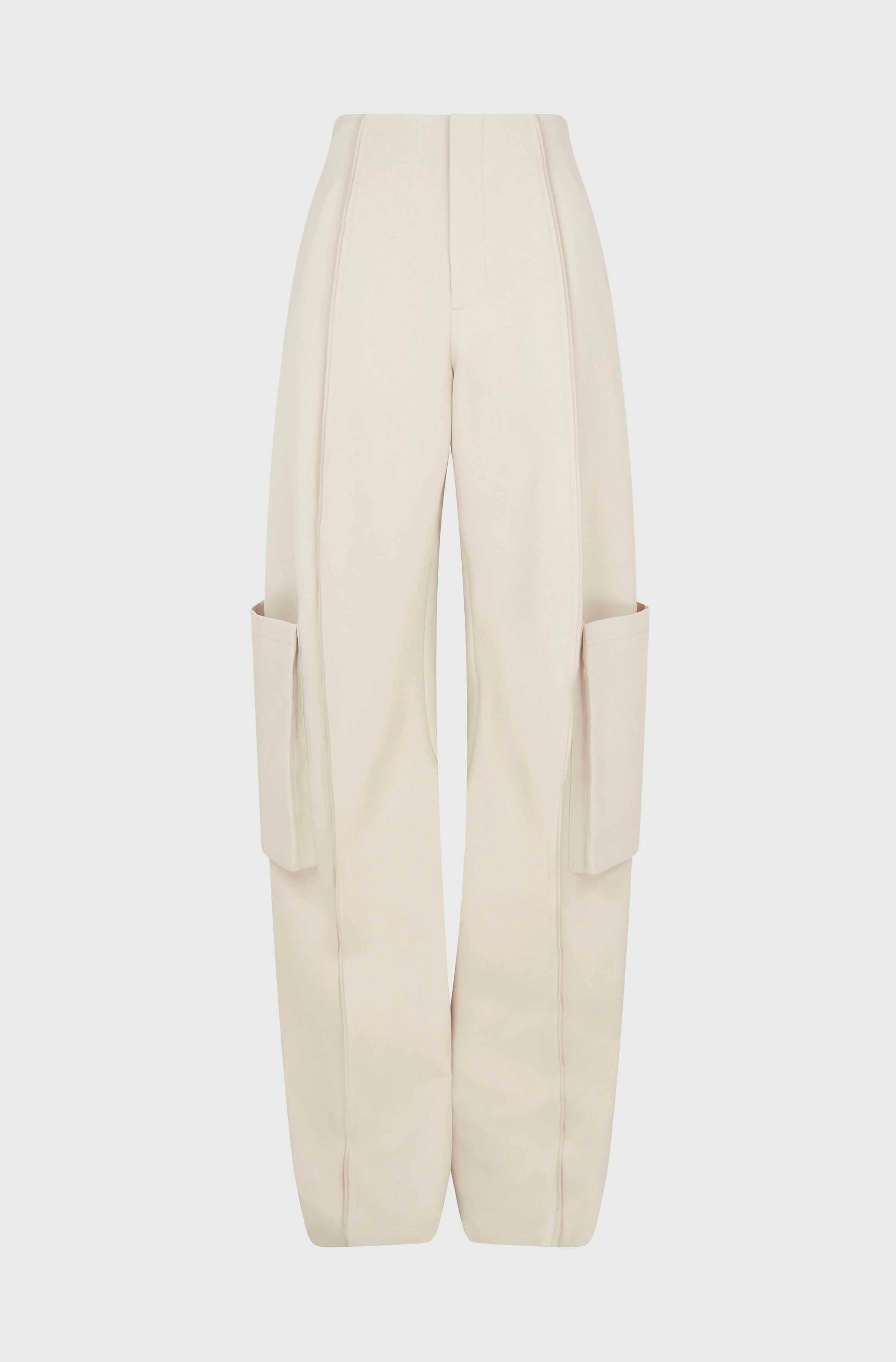 BENT KNEE TROUSERS WITH POCKETS - OAT