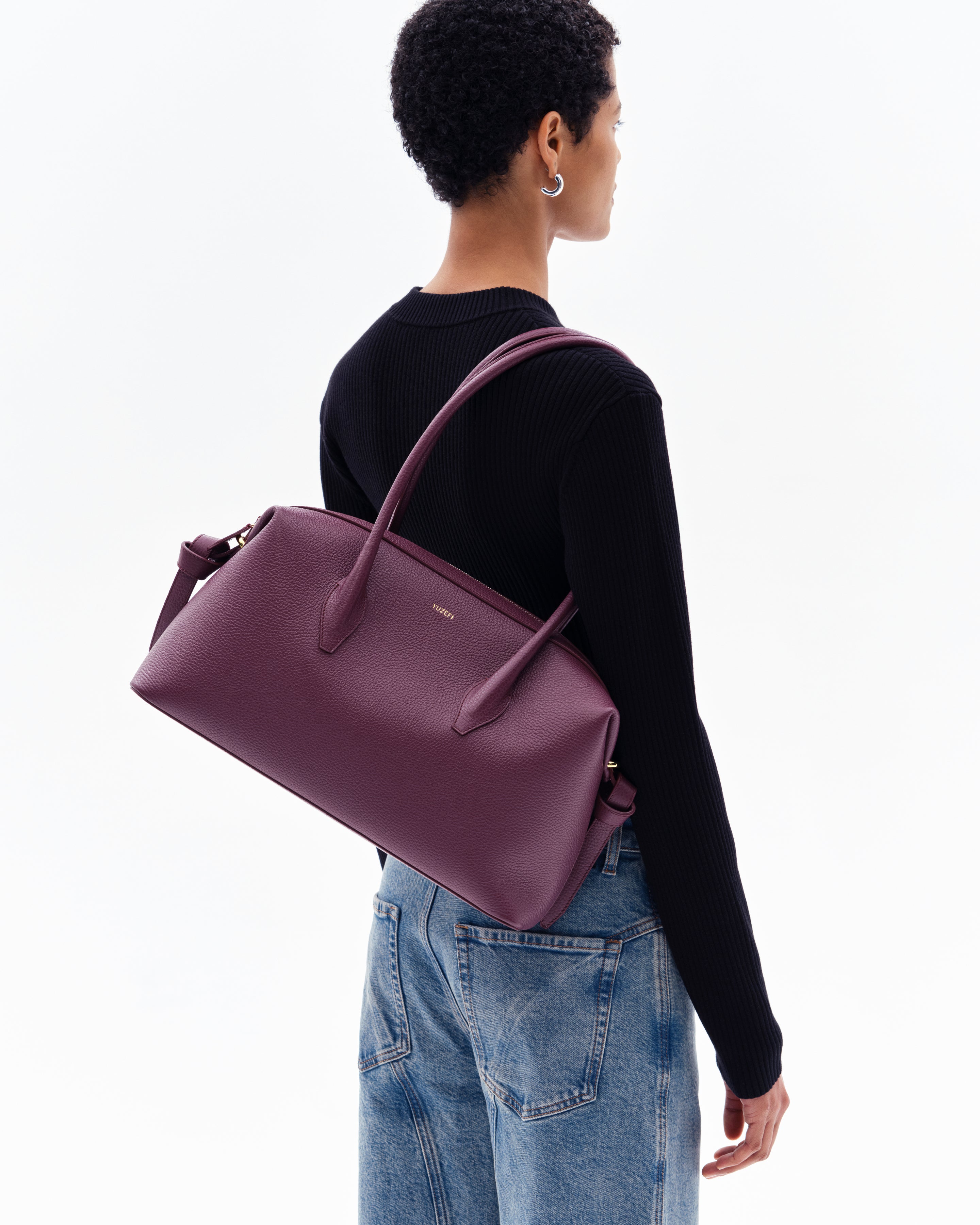 BRIOCHE DUFFLE - WINE PEBBLE GRAINED LEATHER