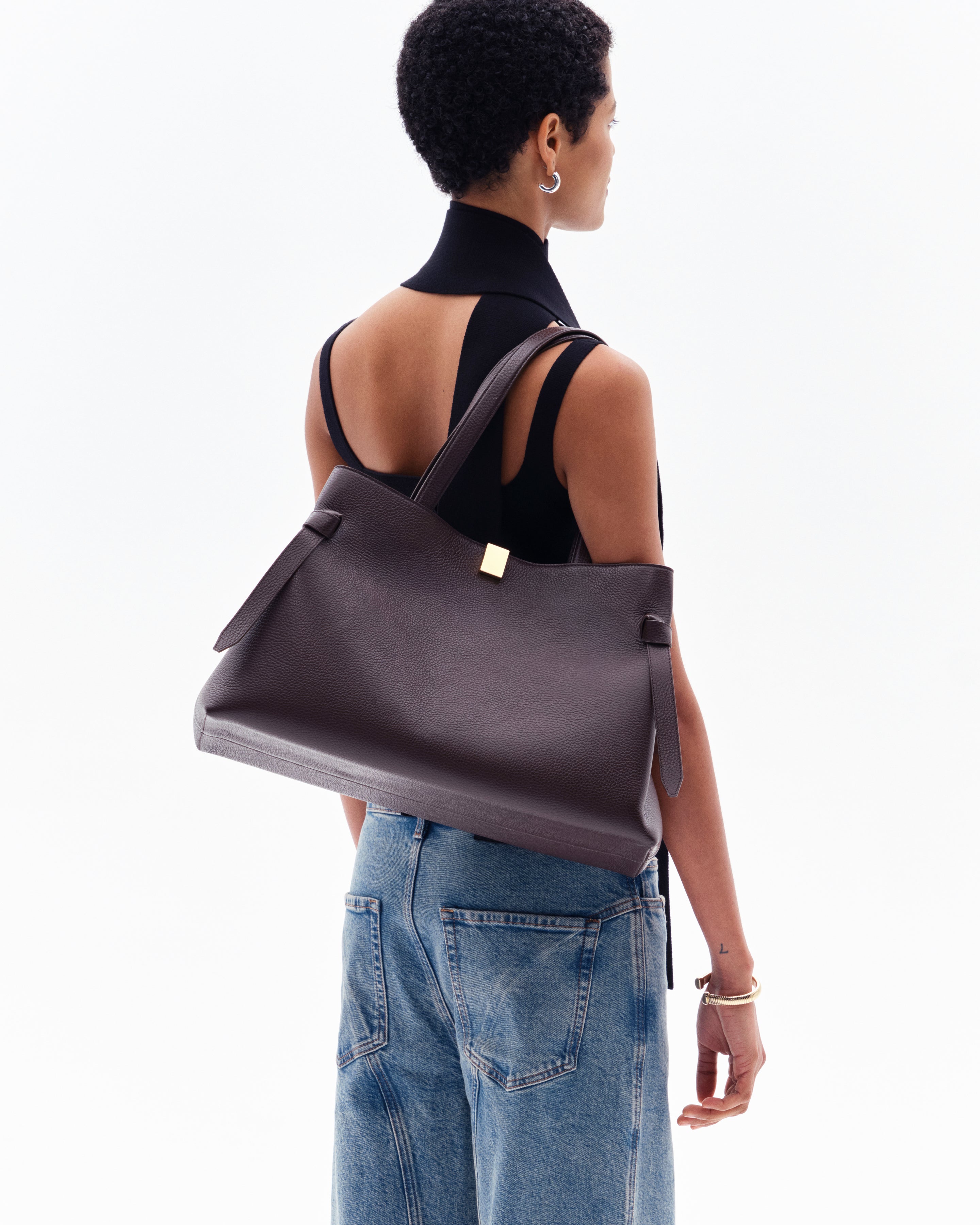 GYOZA TOTE - ESPRESSO PEBBLE GRAINED LEATHER – Yuzefi