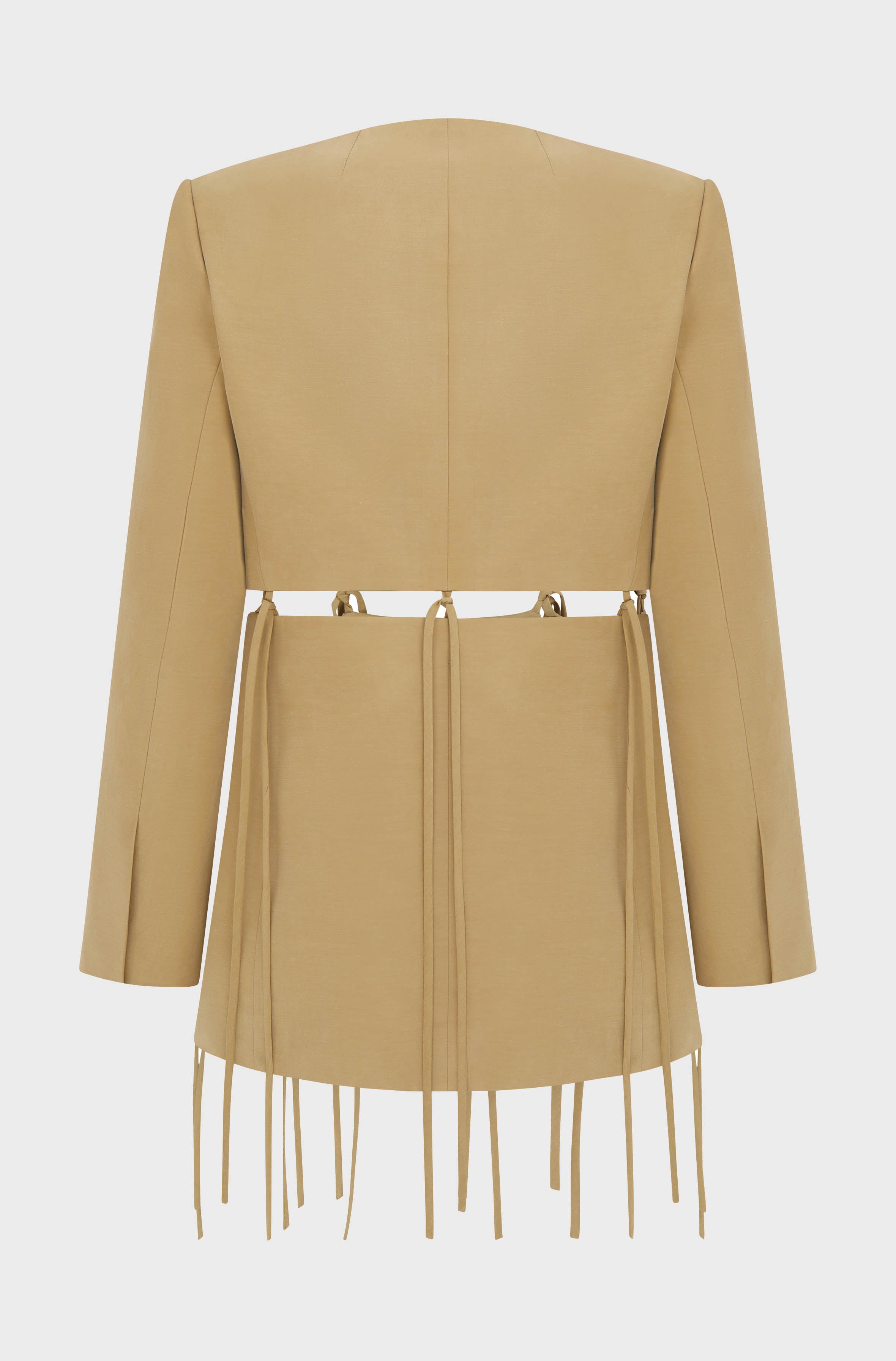 COLLARLESS SPLIT JACKET - CARAMEL