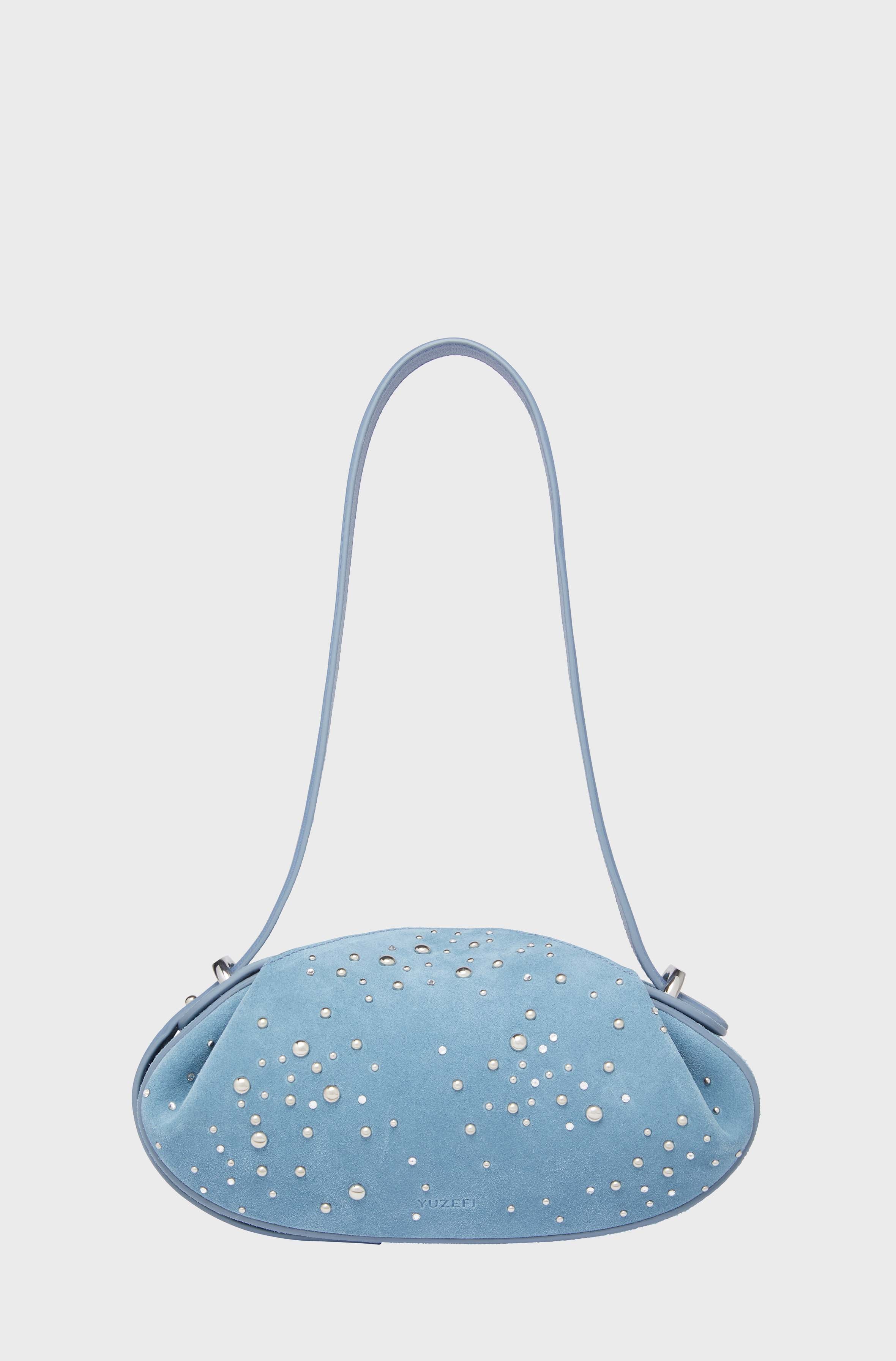 DINNER ROLL - CLUSTER STUD DELPHINIUM SUEDE