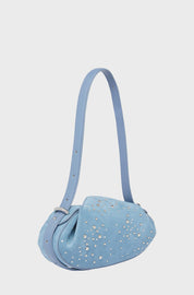 DINNER ROLL - CLUSTER STUD DELPHINIUM SUEDE