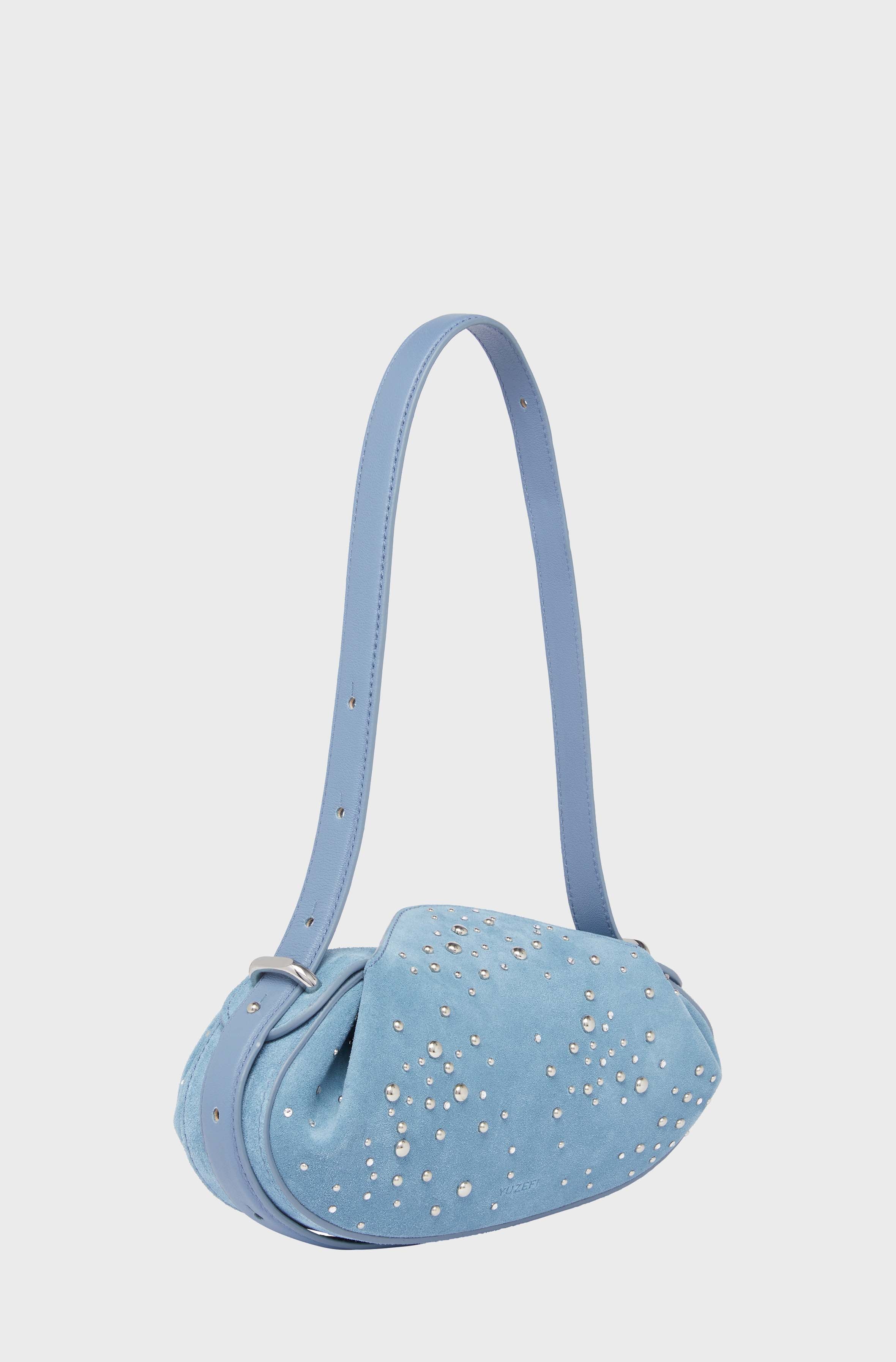 DINNER ROLL - CLUSTER STUD DELPHINIUM SUEDE