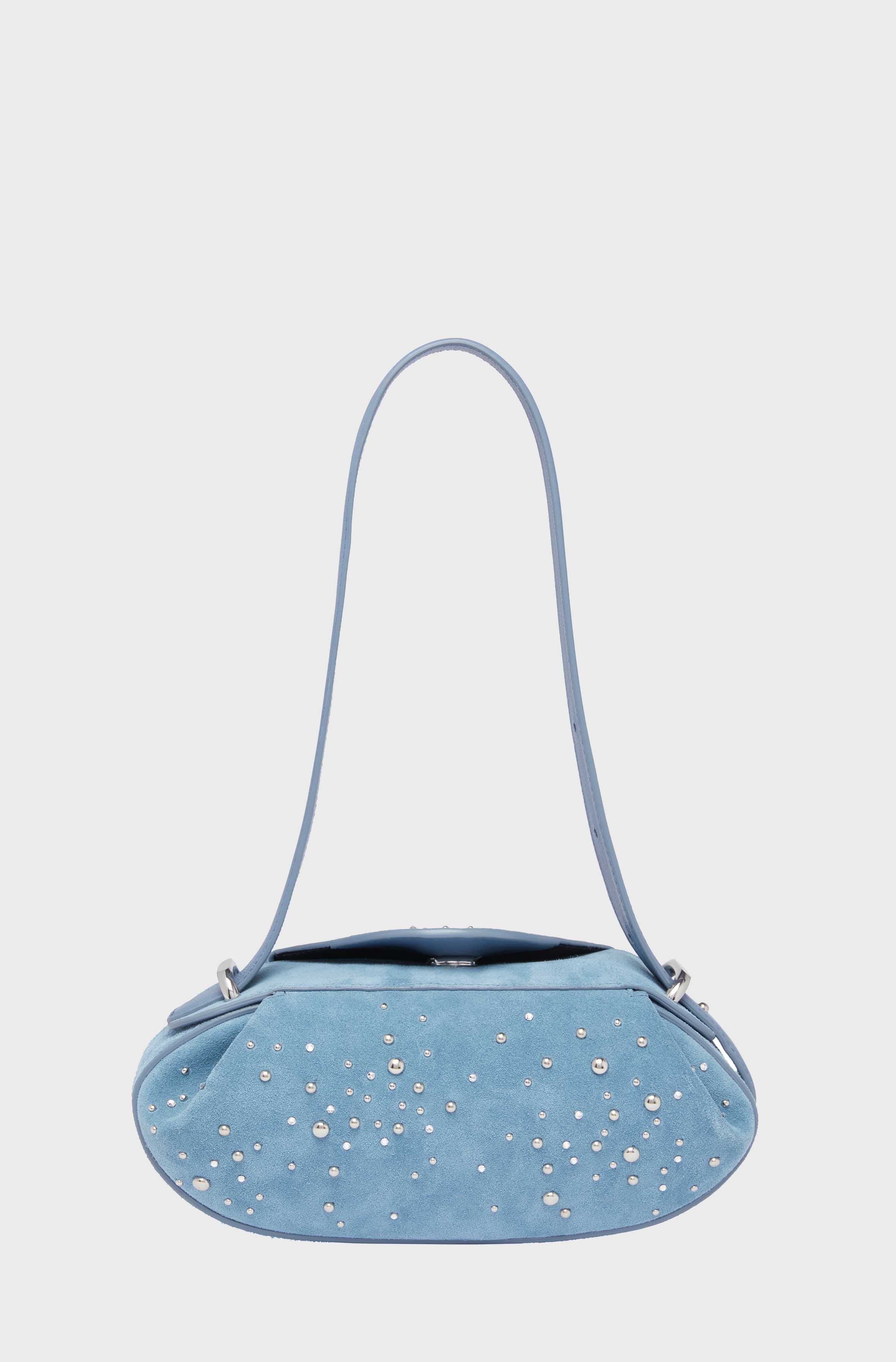 DINNER ROLL - CLUSTER STUD DELPHINIUM SUEDE
