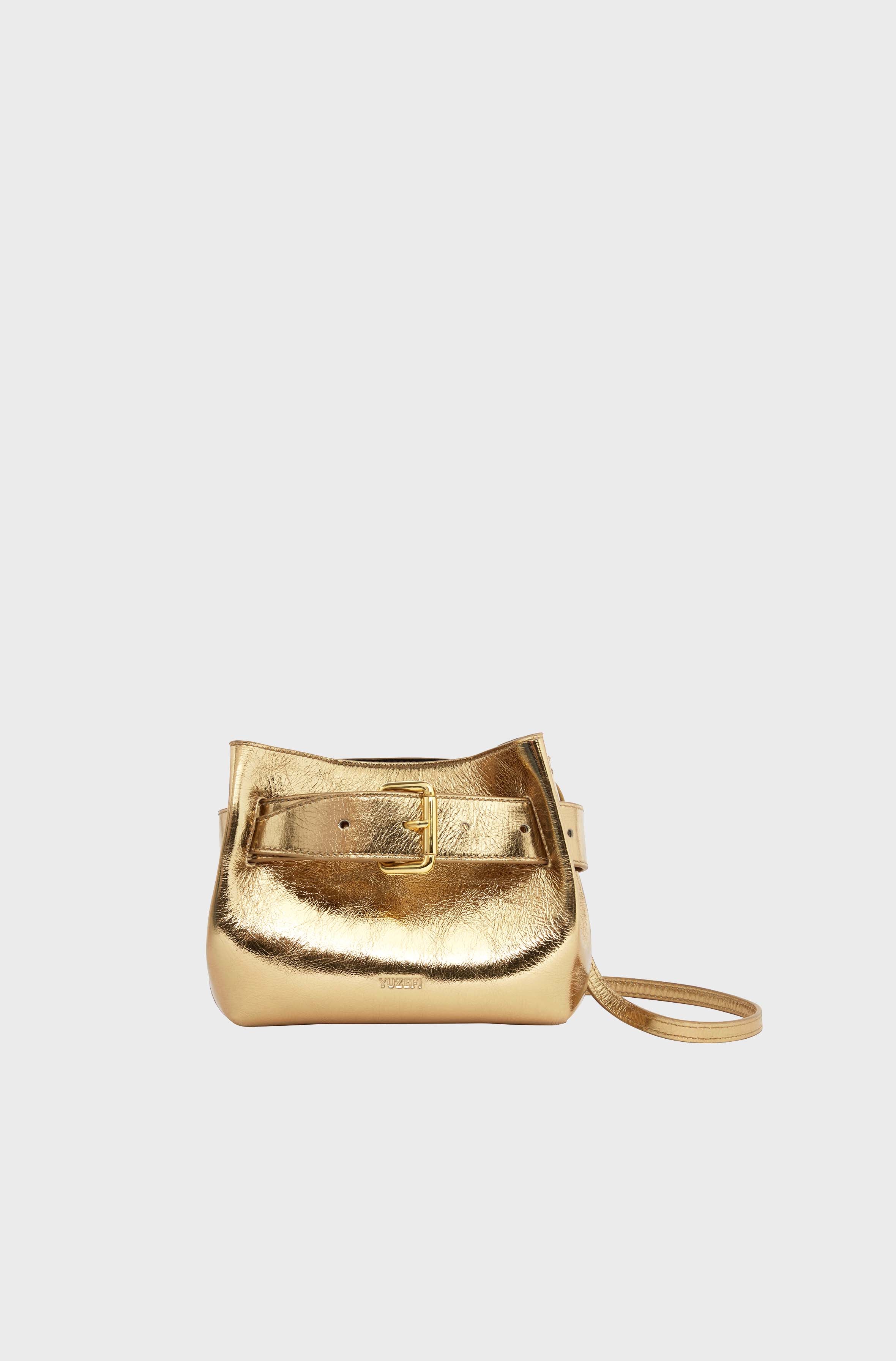 SHROOM - GOLD CRACKLED LEATHER