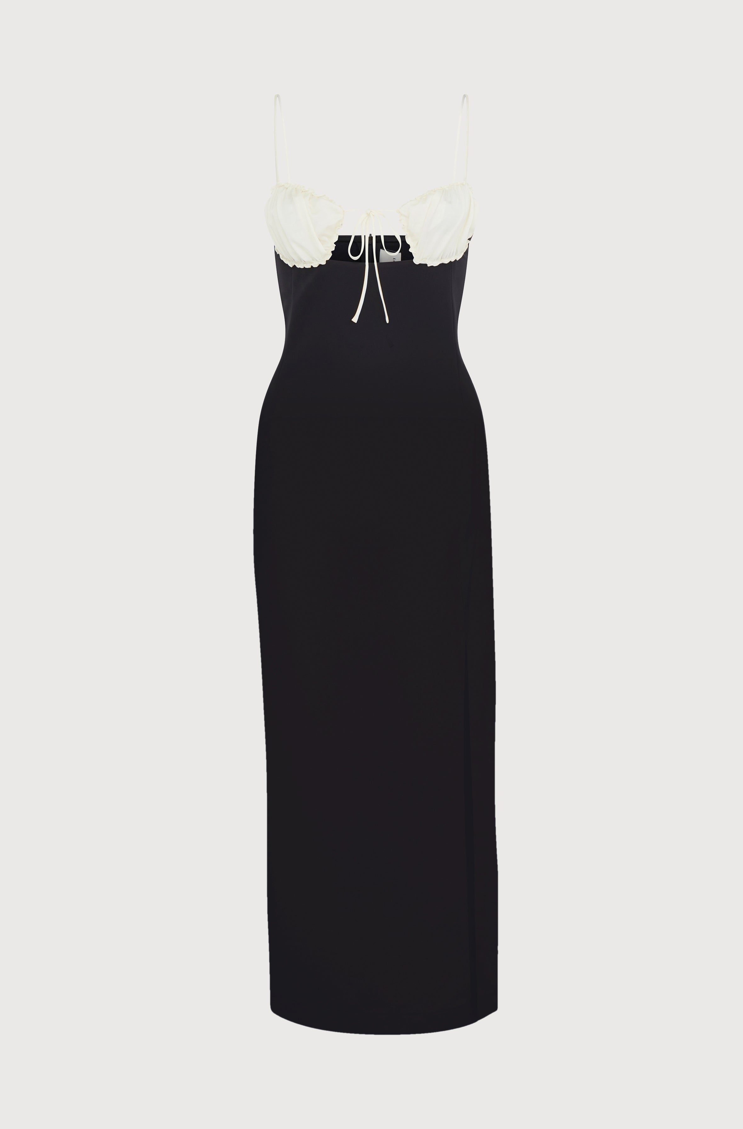 FITTED DRESS WITH GATHERED CUPS - SATIN BLACK