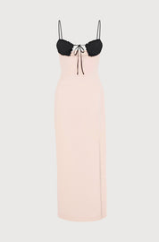 FITTED DRESS WITH GATHERED CUPS - SATIN PALE PINK