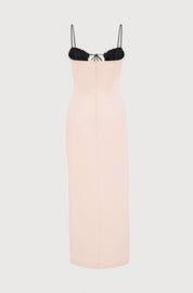 FITTED DRESS WITH GATHERED CUPS - SATIN PALE PINK