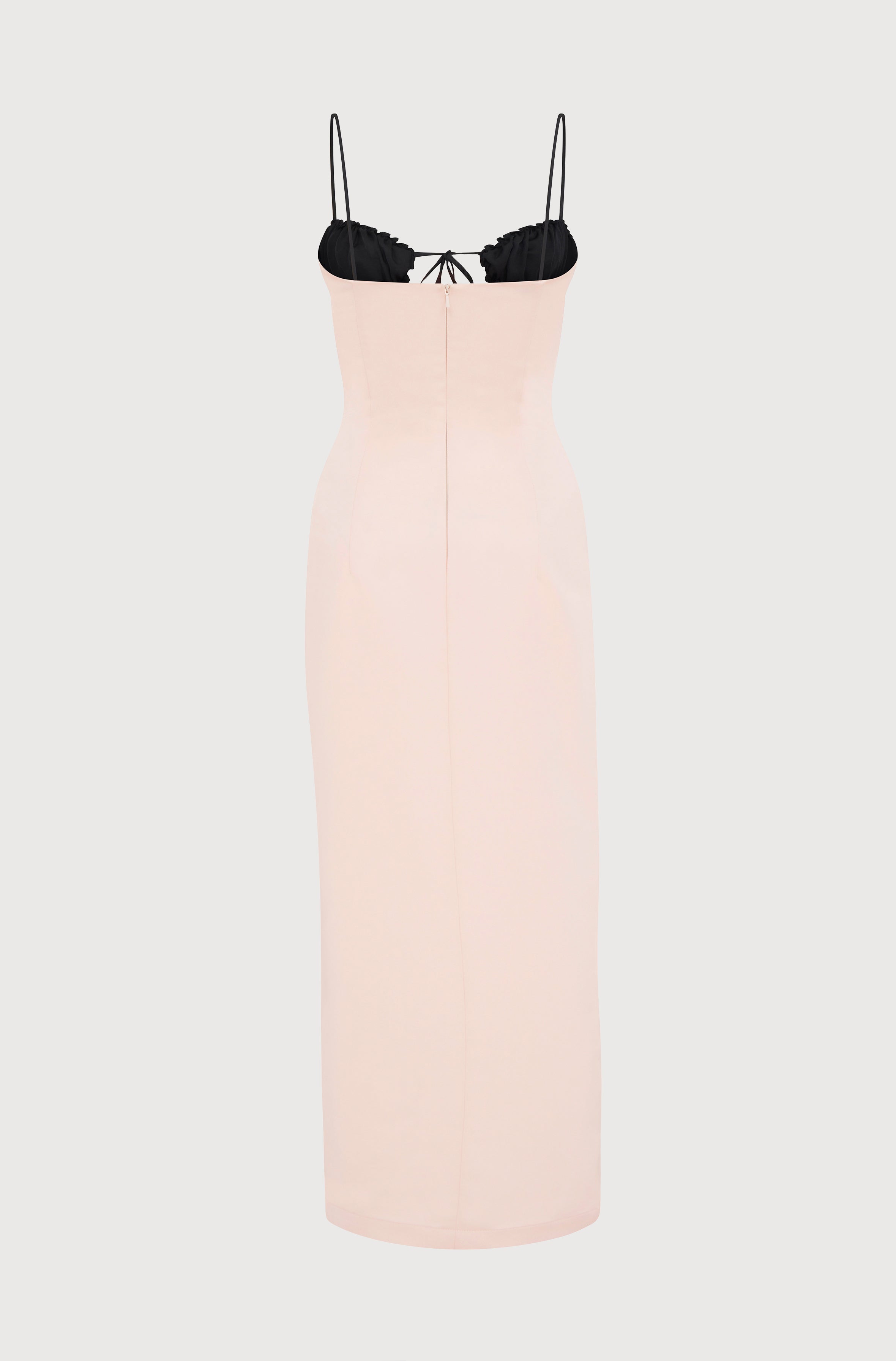 FITTED DRESS WITH GATHERED CUPS - SATIN PALE PINK