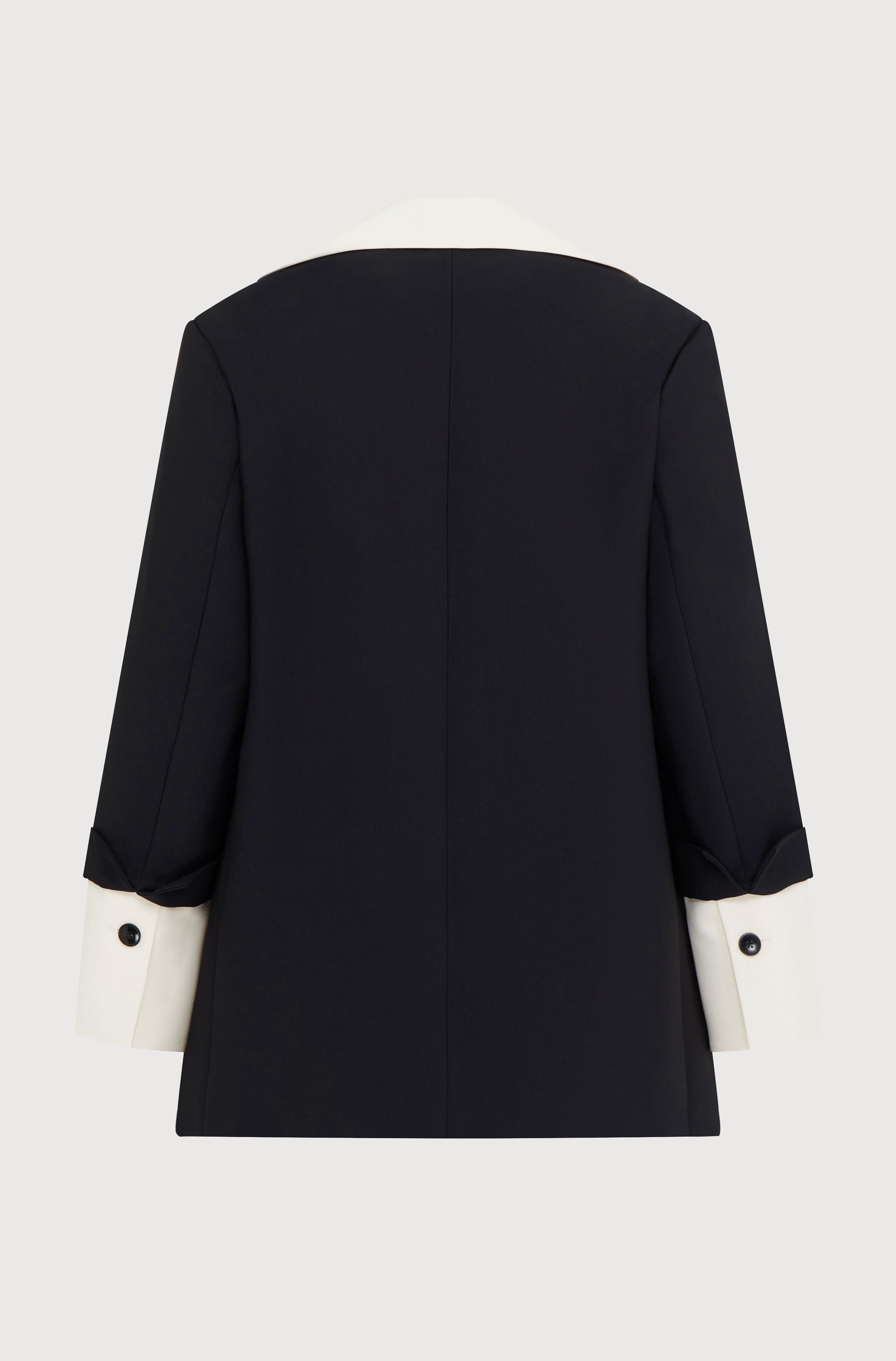 CONTRAST COLLAR OVERSIZE JACKET - CREPE BLACK