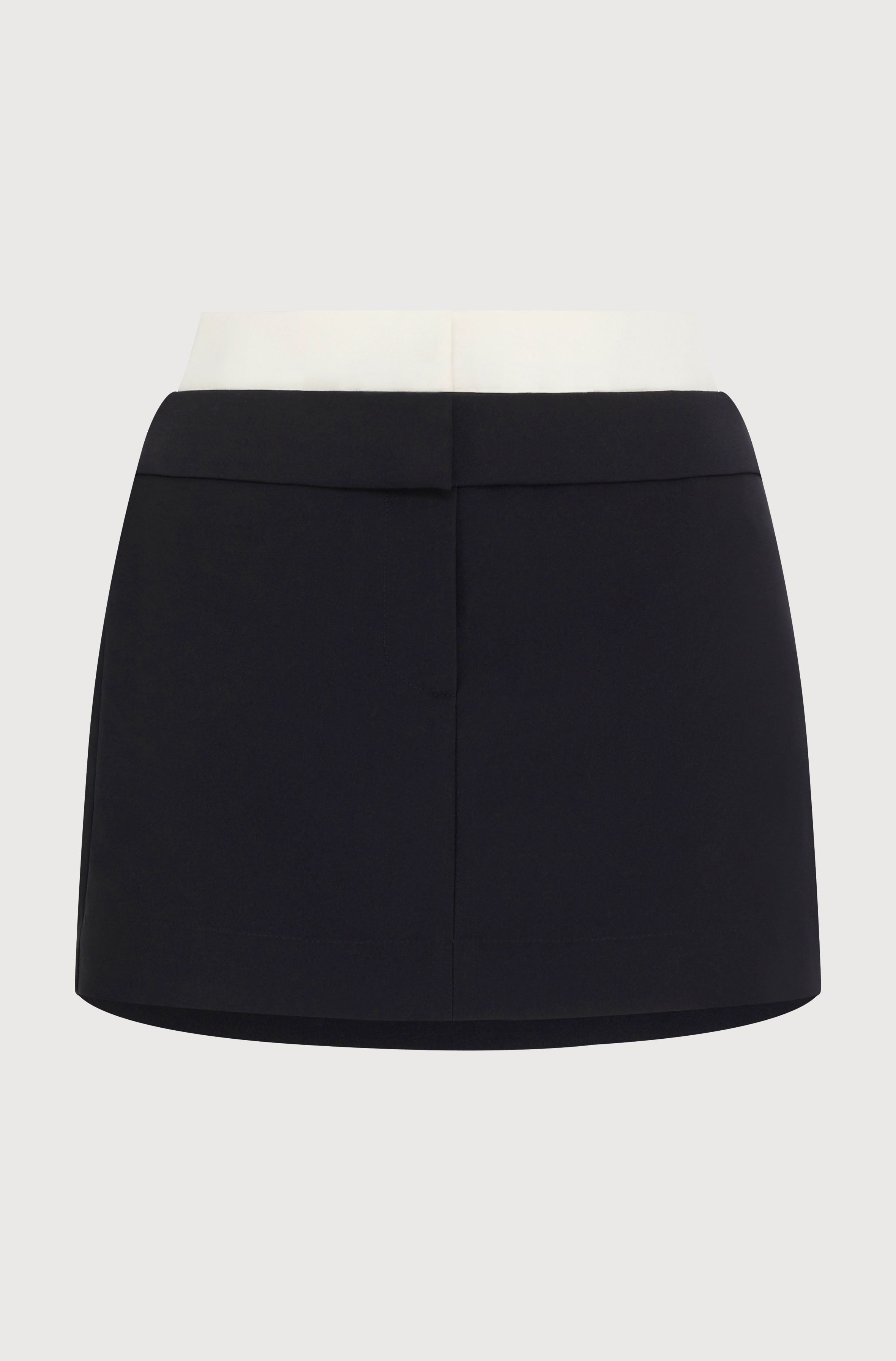 CONTRAST WAISTBAND MINI SKIRT - CREPE BLACK