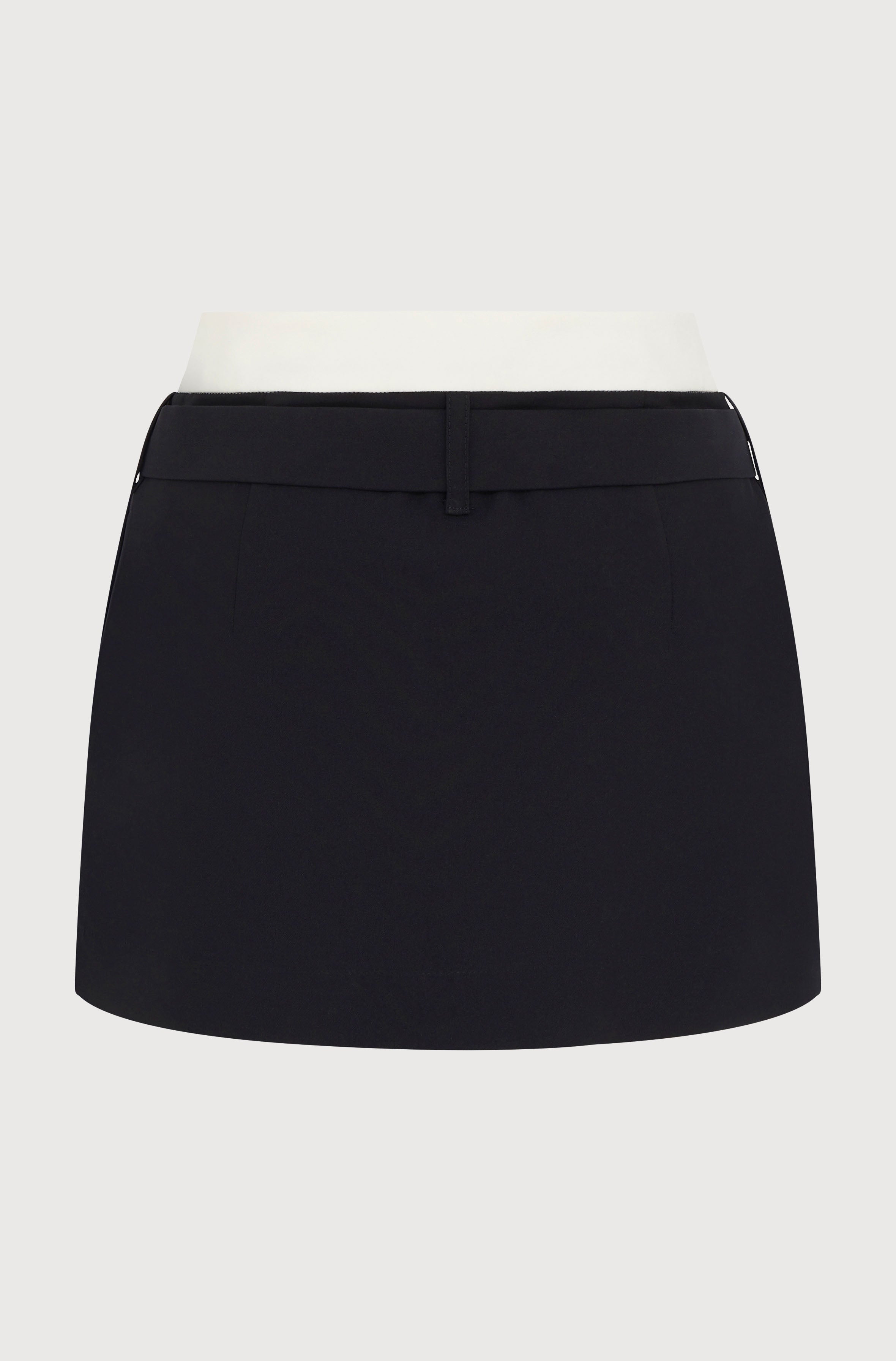 CONTRAST WAISTBAND MINI SKIRT - CREPE BLACK