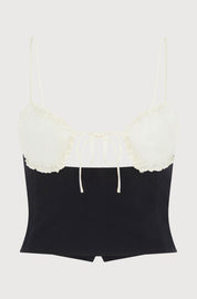 TOP WITH GATHERED CUPS - CREPE BLACK