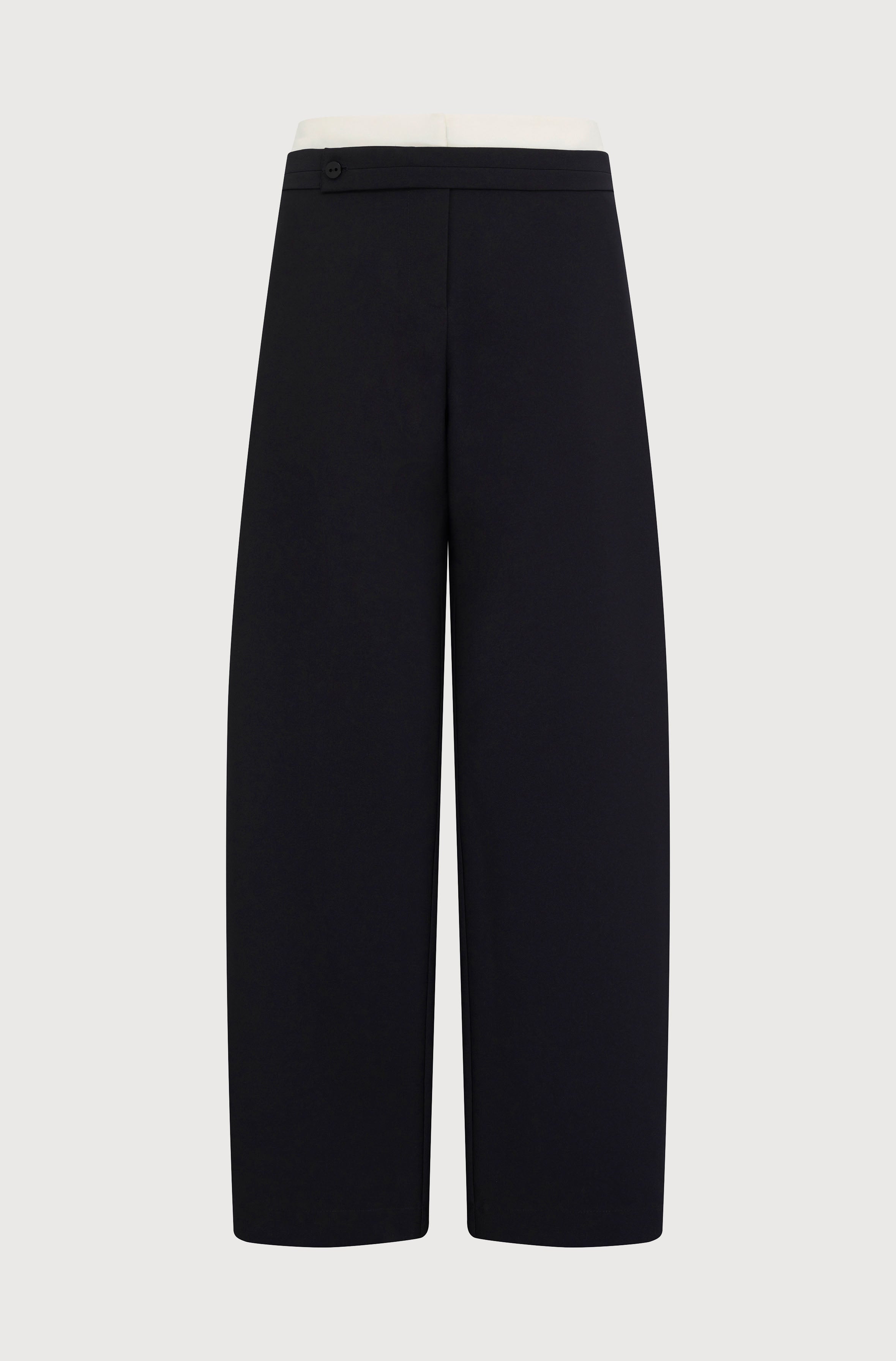 CONTRAST WAISTBAND TAILORED TROUSERS - CREPE BLACK