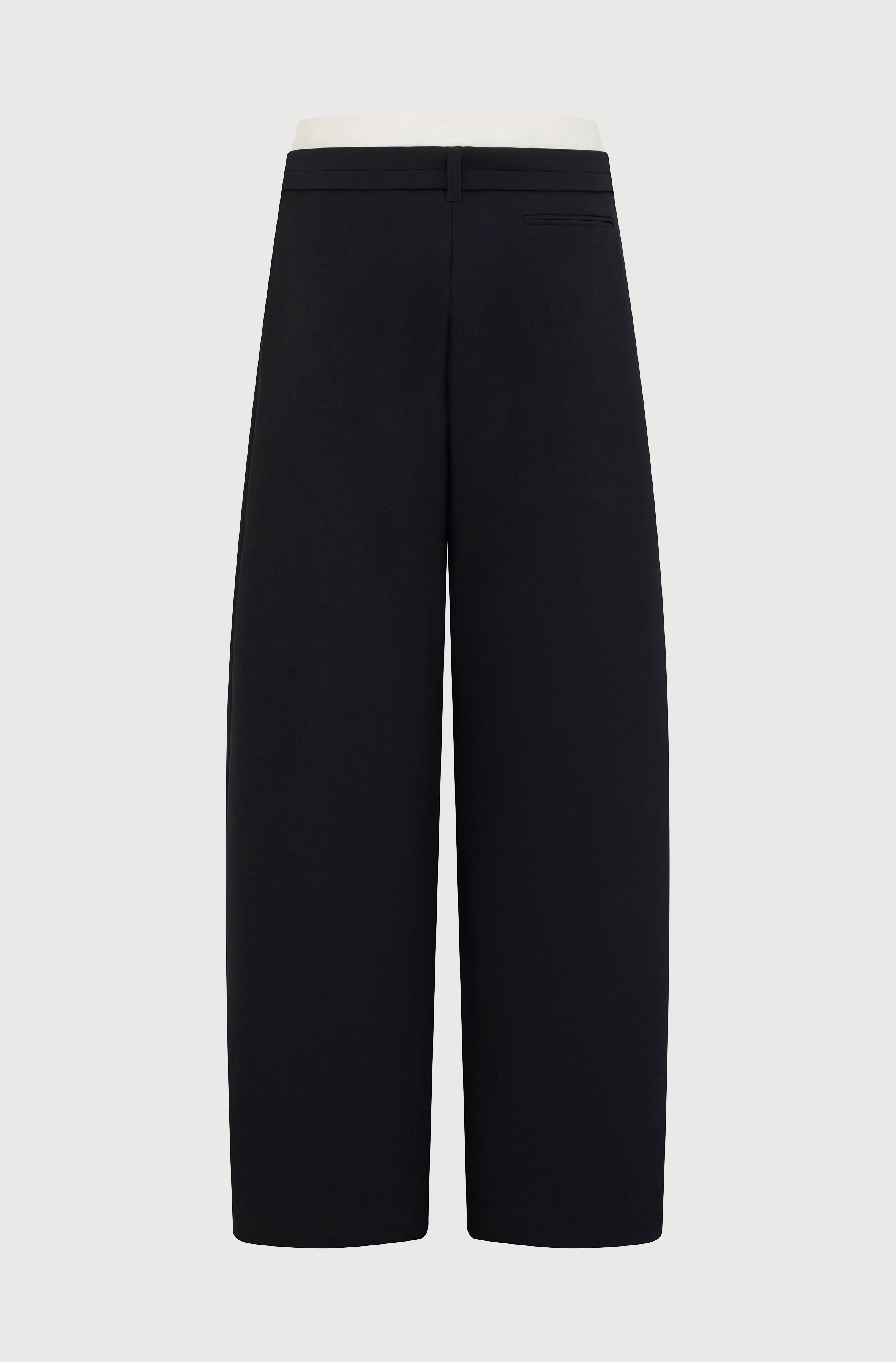 CONTRAST WAISTBAND TAILORED TROUSERS - CREPE BLACK