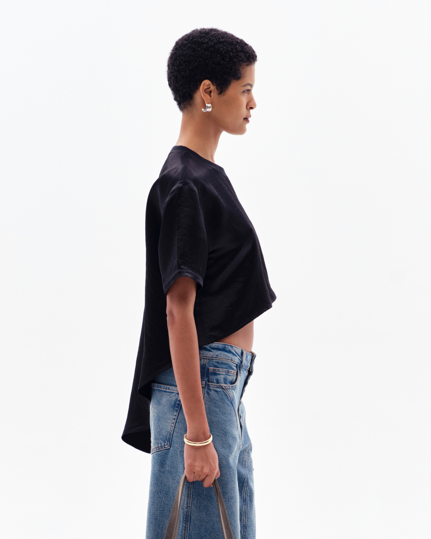 AURORA ASYMMETRIC T-SHIRT - BLACK