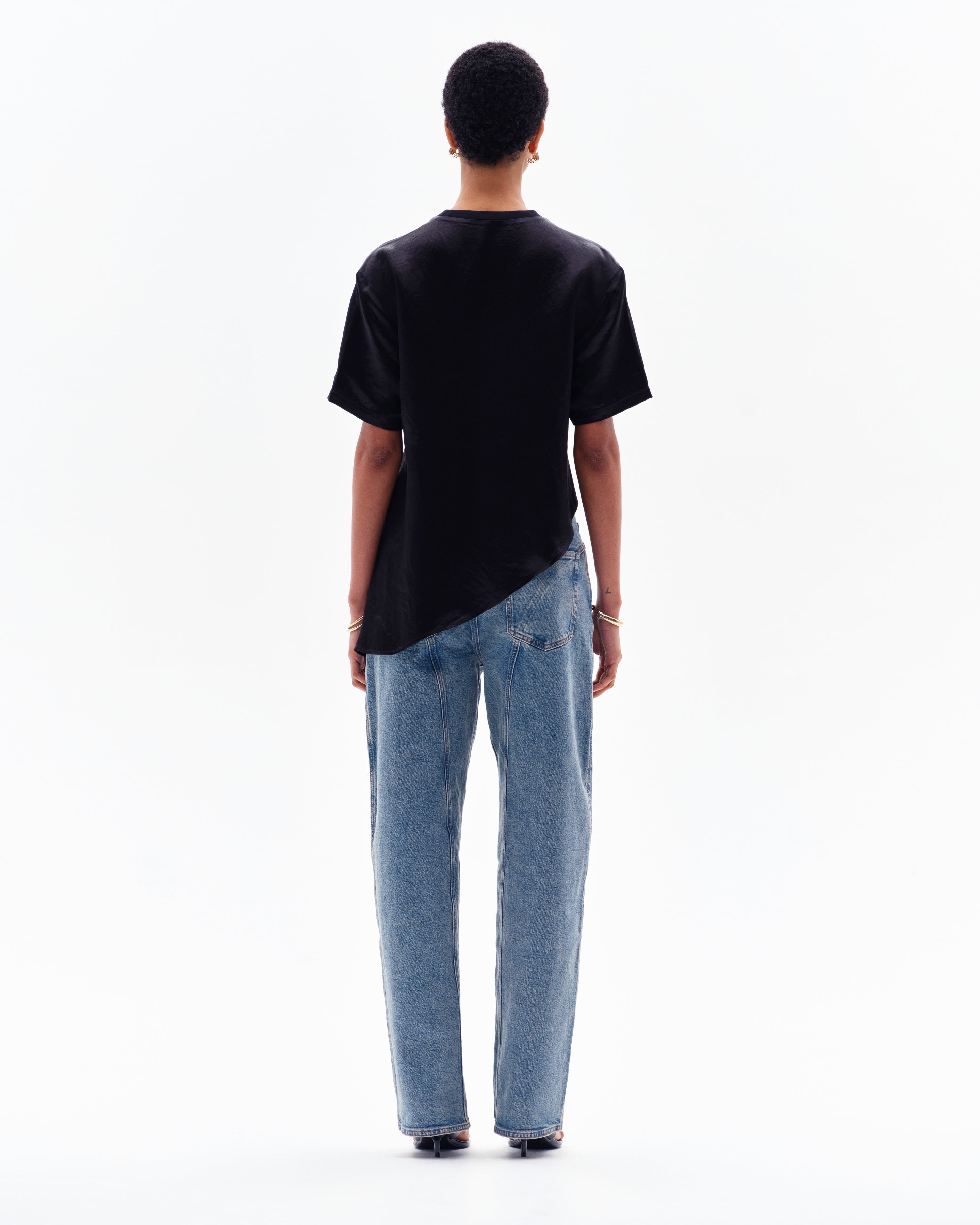 AURORA ASYMMETRIC T-SHIRT - BLACK