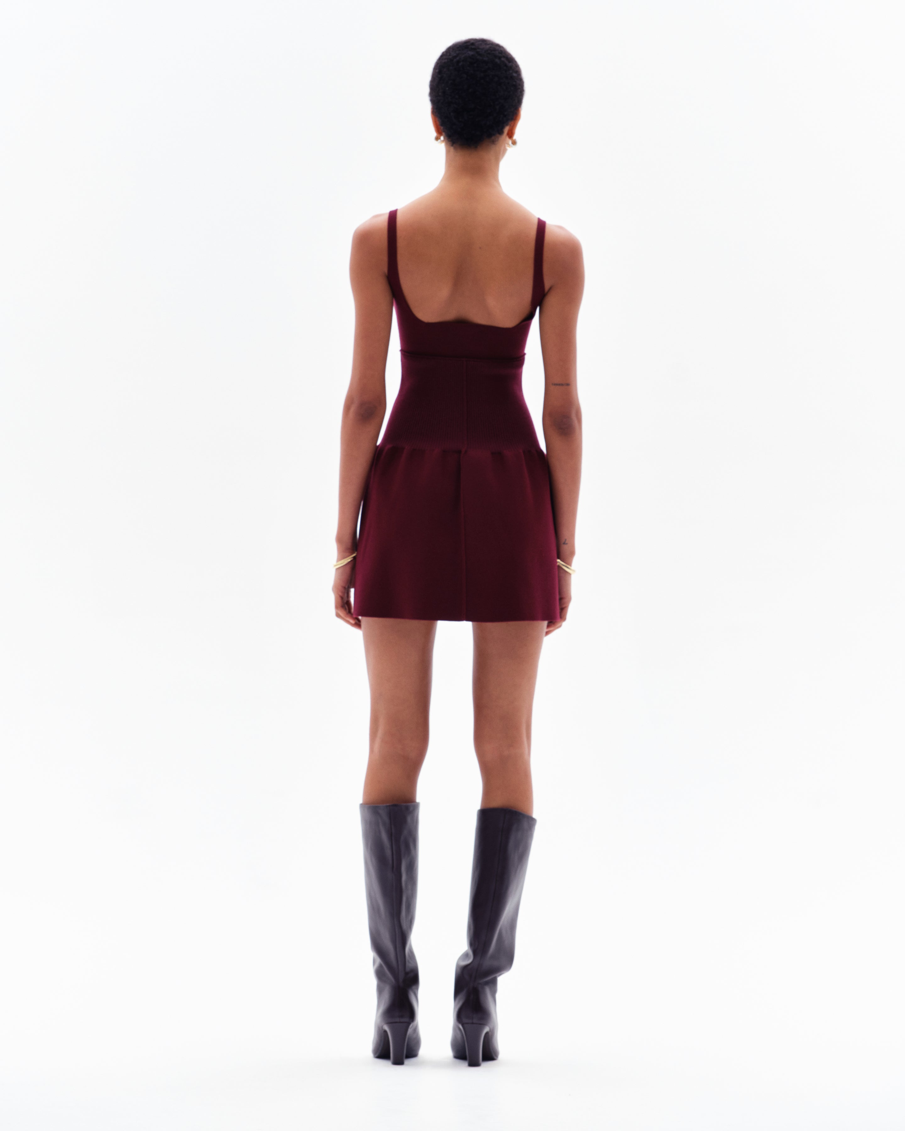 DELYN FLARED DRESS - BORDO