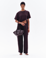 AURORA ASYMMETRIC T-SHIRT - CHOCOLATE