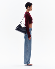 STELLAN RIB CROP CARDIGAN - BORDO