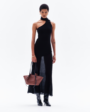 SIYA RIB/SHEER MAXI DRESS - BLACK