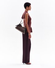 ORIN FLARED SLEEVELESS TOP - BROWN