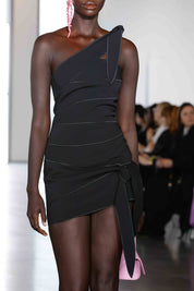 ONE SHOULDER MINI DRESS - BLACK