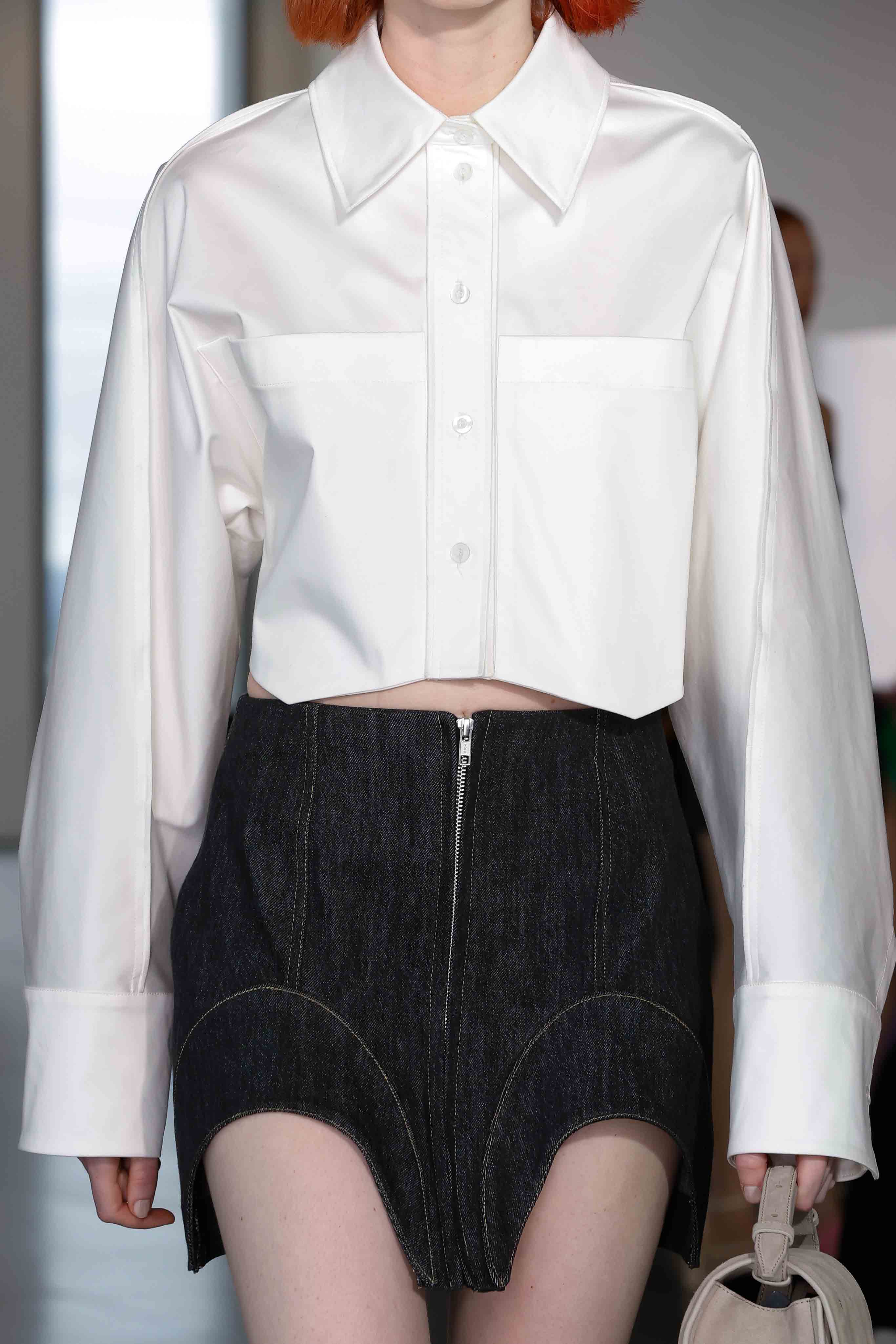 DENIM MINI SKIRT WITH INSERTS - BLACK