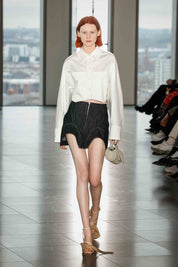 DENIM MINI SKIRT WITH INSERTS - BLACK