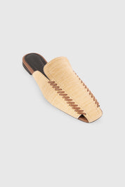 ZARIA MULE - BISCUIT WOVEN RAFFA
