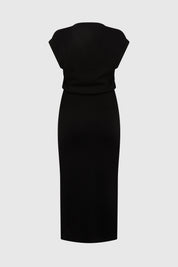 ZIBA DRAPE BACK DRESS - BLACK