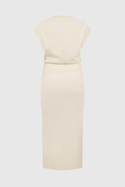 ZIBA DRAPE BACK DRESS - VANILLA
