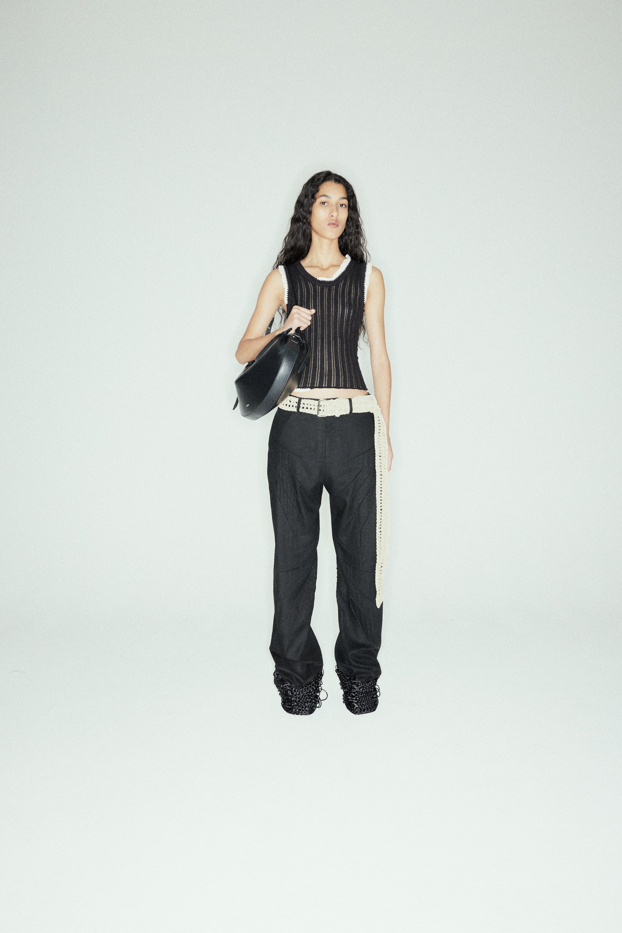 DARTED TAILORED TROUSERS - BLACK