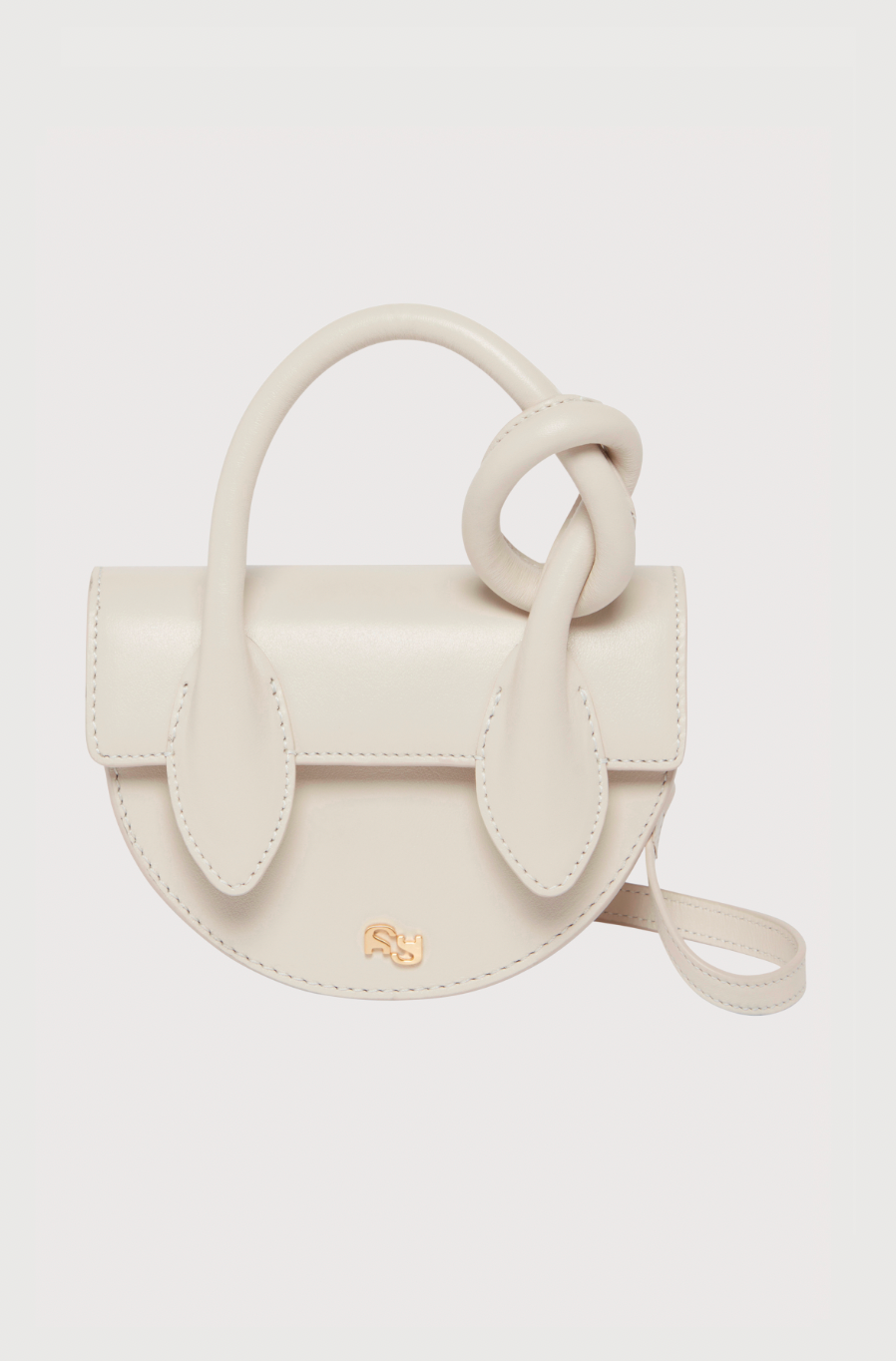 MINI PRETZEL - OFF WHITE SMOOTH LEATHER